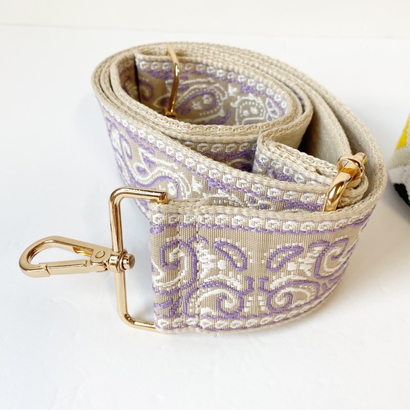 Ahdorned Crossbody Bag Strap Set of 2 Embroidered Paisley and Aztec Adjustable - Picture 2 of 7